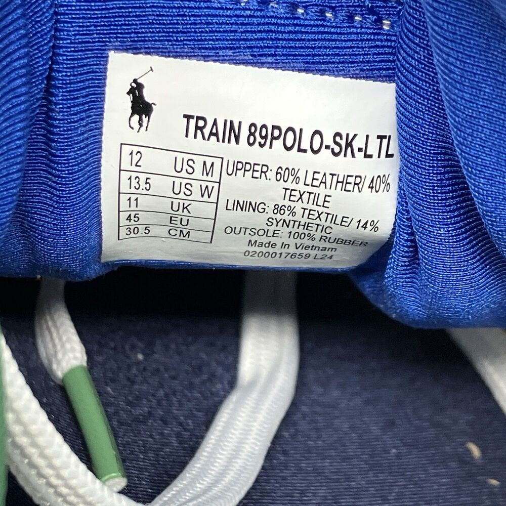 Polo Ralph Lauren Mens 12 Train 89 Leather Oxford Retro White Sneaker SK LTZ‎ - Picture 8 of 8